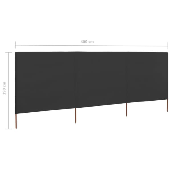 Vindskydd 3 paneler tyg 400x160 cm antracit