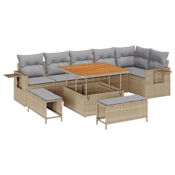 Trädgårdsoffset 9 pcs Beige konstrotting