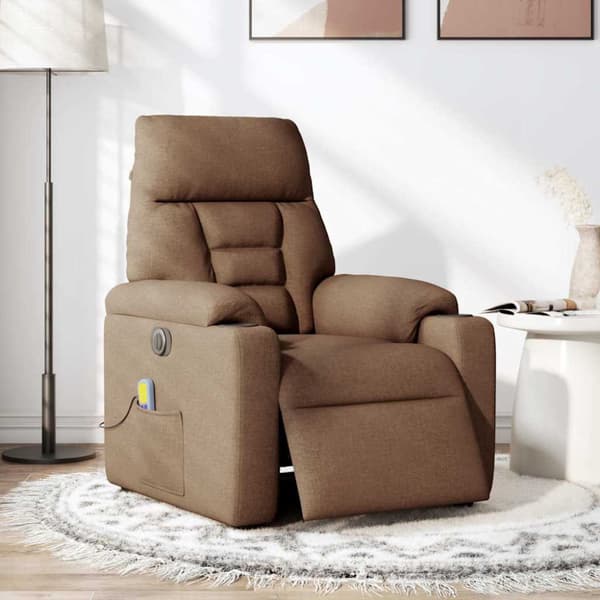 Elektrisk massagefåtölj brun tyg
