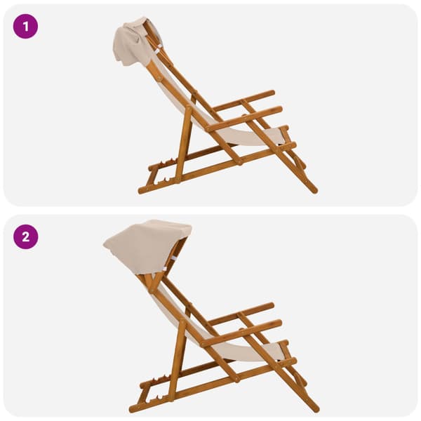 Deck Chair 2 st 3 Position Massiv Eukalyptus Trä Beige