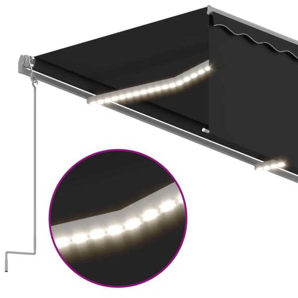 Automatisk markis vindsensor rullgardin LED 3,5x2,5m antracit