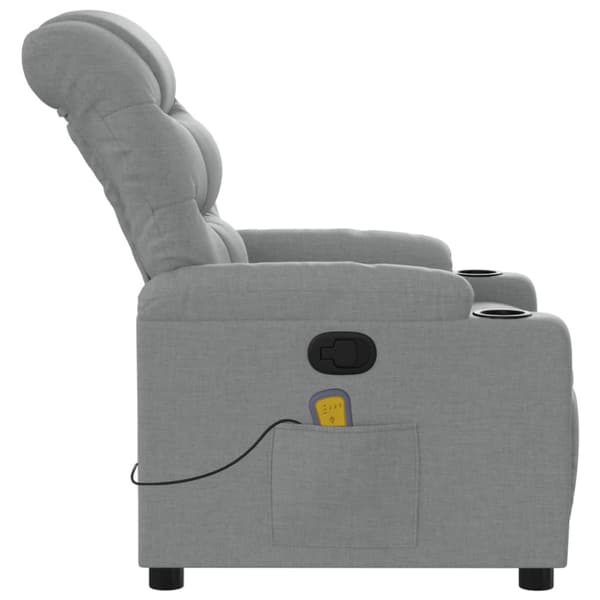 Massagefåtölj ljusgrå tyg