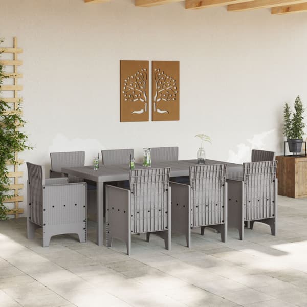 Trädgårdsmöbelset 9 pcs Ljusgrå Polypropylen