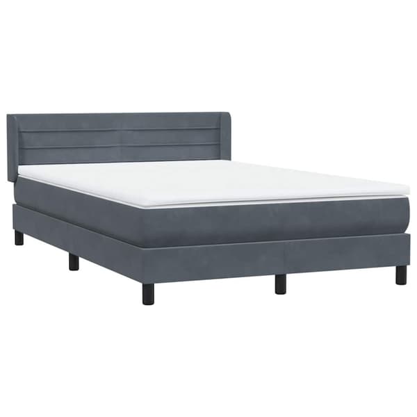 Ramsäng med madrass mörkgrå 160x210 cm sammet