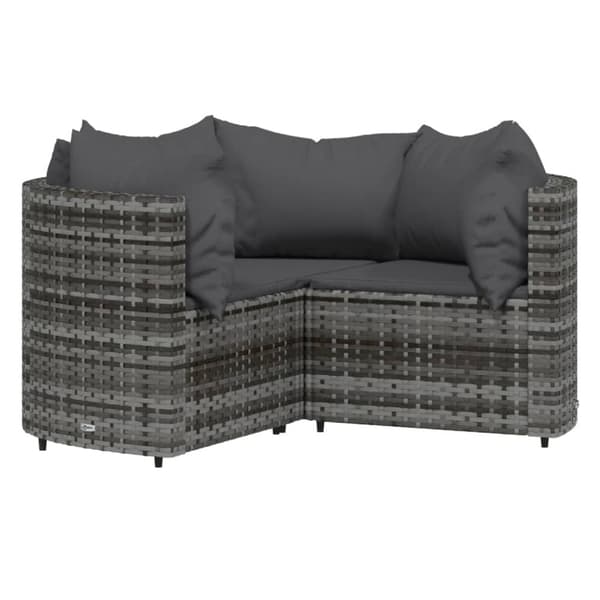 Loungegrupp med dynor 4 delar konstrotting grå