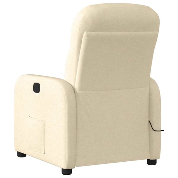 Massagefåtölj gräddvit tyg