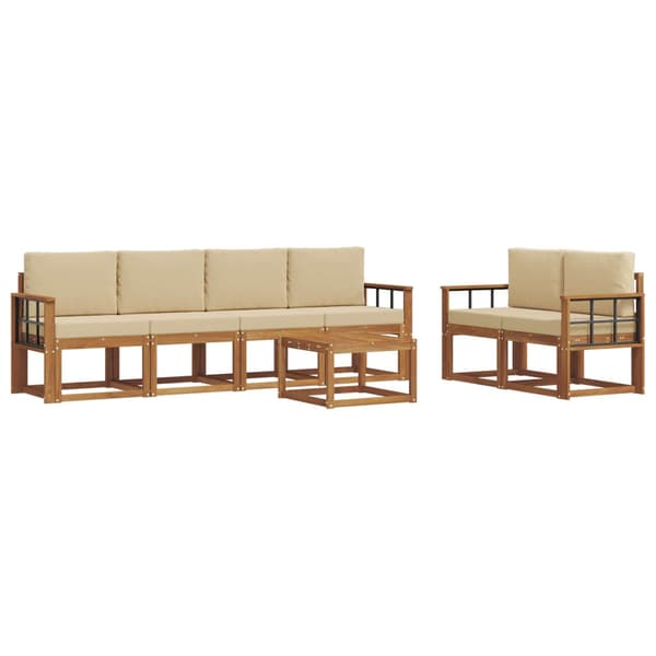 Utomhussoffset med kudde 7 pcs Naturlig och Beige
