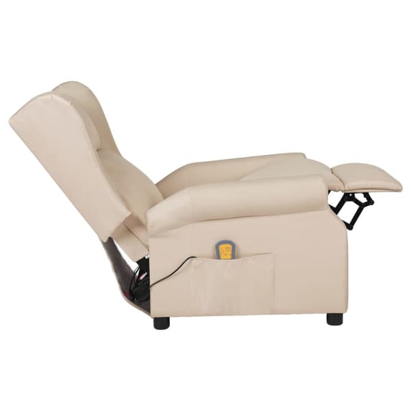 Massagefåtölj gräddvit tyg