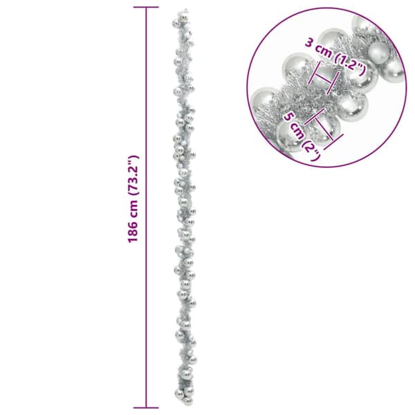 Julkulagirland Silver 186 cm Polystyren
