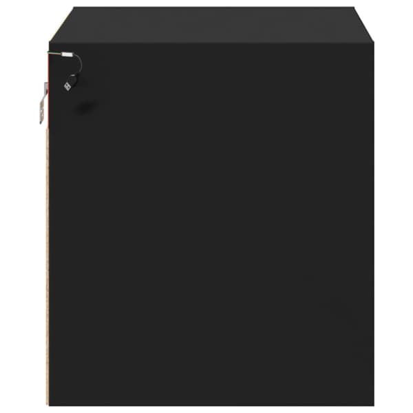 Väggmonterade sängbord med LED-lampor 2 st svart