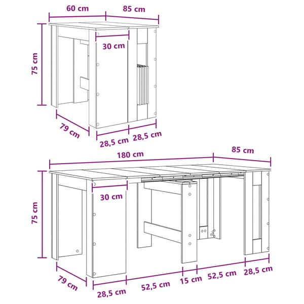 Matbord 180 x 85 x 75 cm Konstruerat trä Grå Sonoma Rektangulär