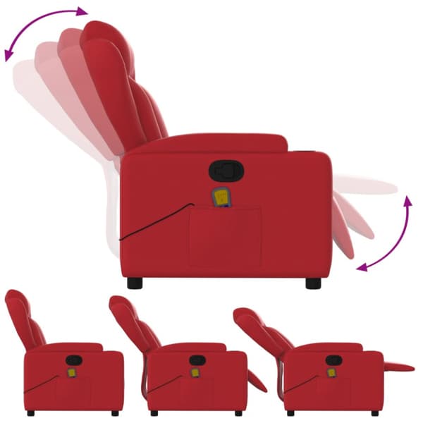 Massagefåtölj röd konstläder