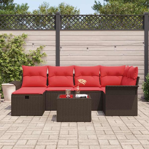 Trädgårdsoffset med kudde med lagring 7 pcs Poly rattan
