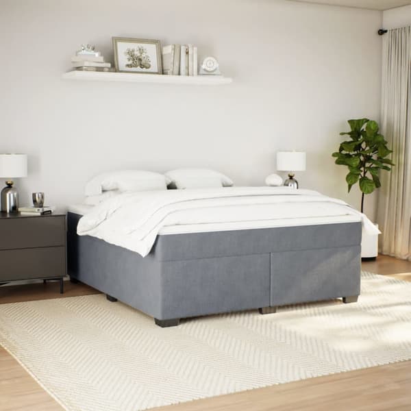 Ramsäng med madrass mörkgrå 180x200 cm sammet