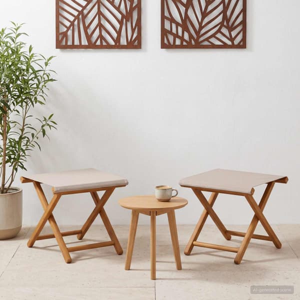 Deck Chair 2 pcs Massiv Eukalyptus Trä Beige