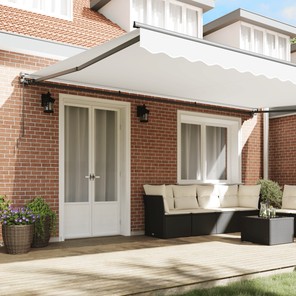 Markisram Vit 500 × 300 cm Polyester med PU-beläggning