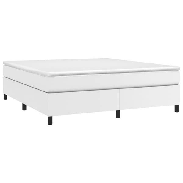 Boxspring-sängram vit 180x200 cm konstläder