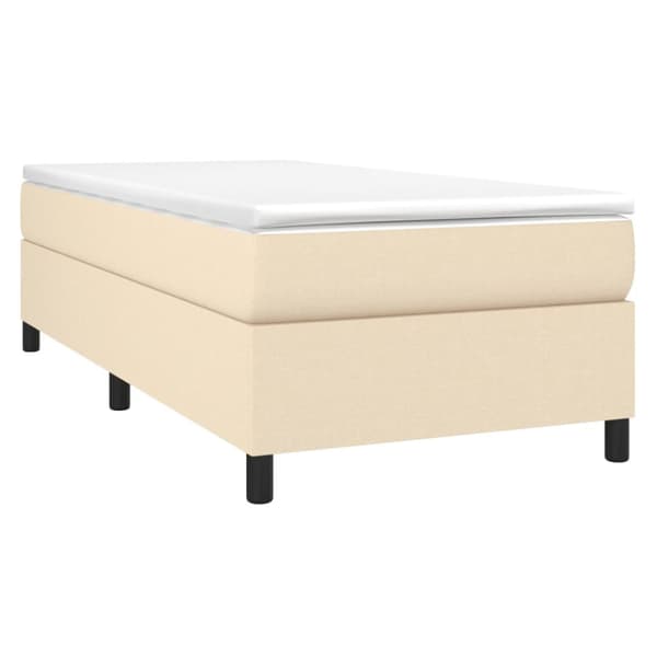 Boxspring-sängram gräddvit 100x200 cm tyg