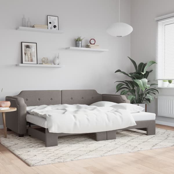 Dagbädd utdragbar taupe 80x200 cm tyg
