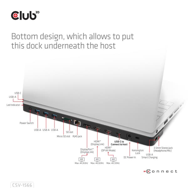Club 3D - dockningsstation - USB-C - 2 x HDMI, DP - 1GbE