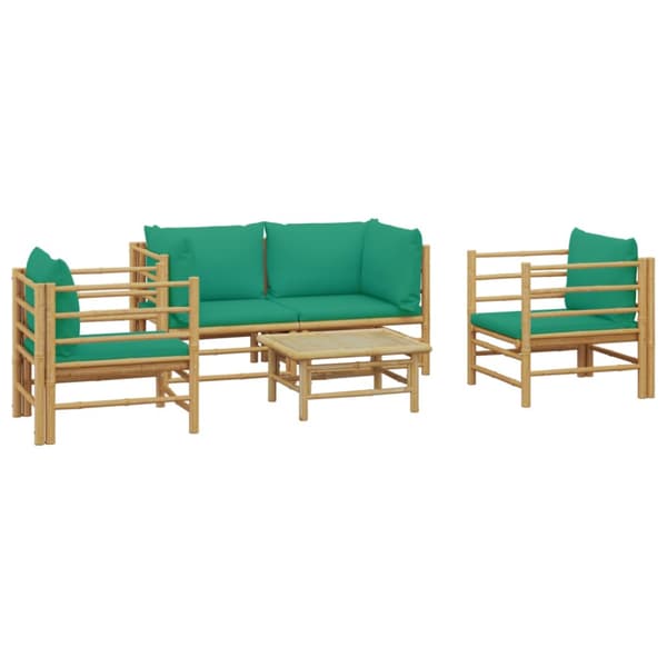 Loungegrupp 5 delar gröna dynor bambu
