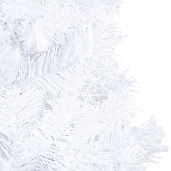 Belyst plastgran med kulor vit 120 cm PVC