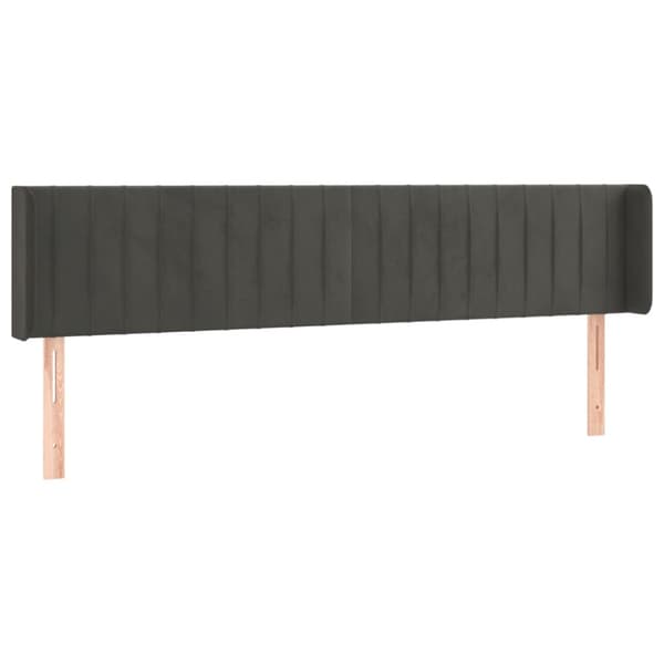 Sänggavel LED mörkgrå 203x16x78/88 cm sammet