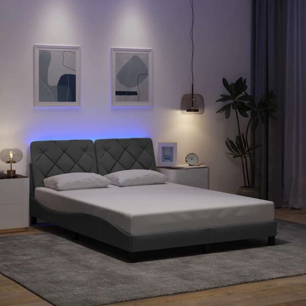 Bed Frame with LED without Mattress Light Grey 120x200 cm Fabric