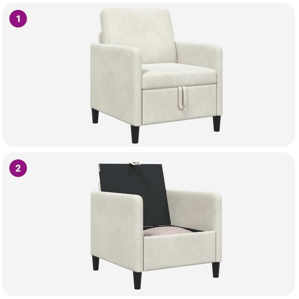 Soffa med förvaring Gräddvit 72 x 78 x 87 cm Polyester