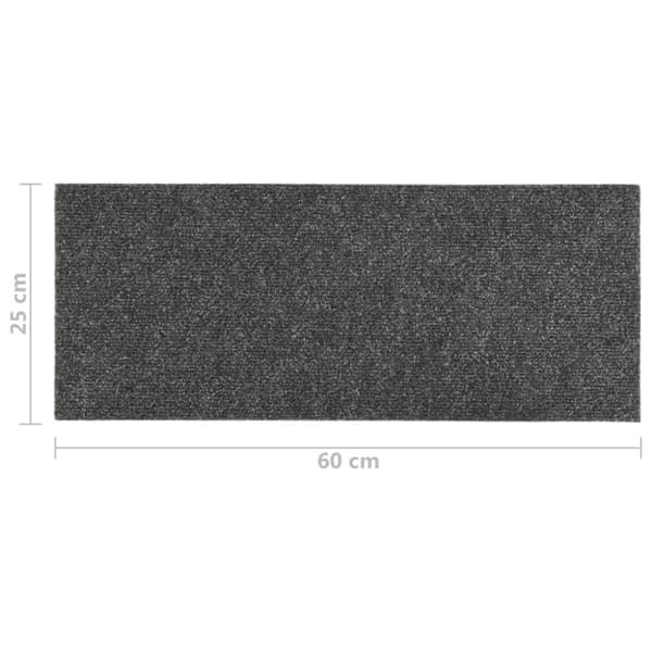Trappmattor självhäftande 15 st 60x25 cm antracit rektangulära