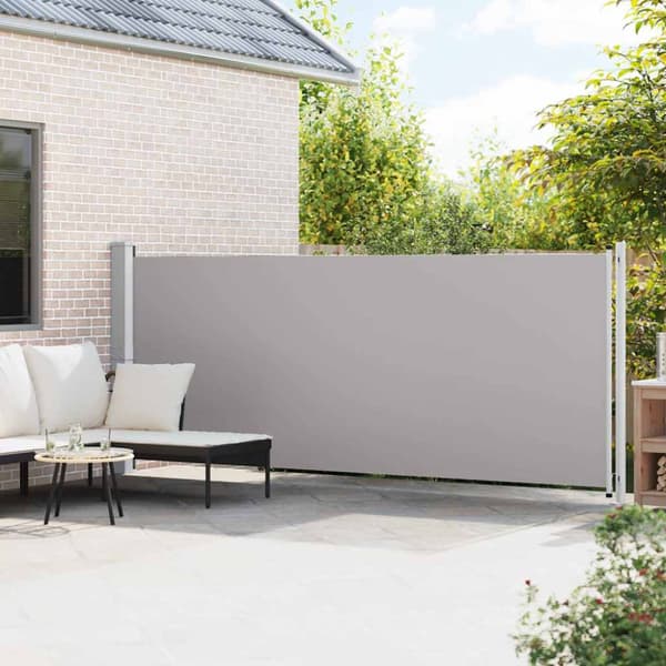 Infällbar sidomarkis 600x160 cm grå