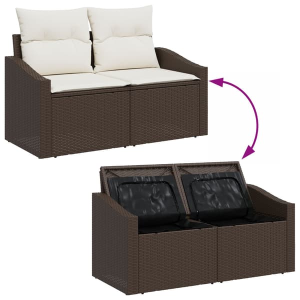 Trädgårdsoffset med lagring 5 pcs Brun Poly rattan