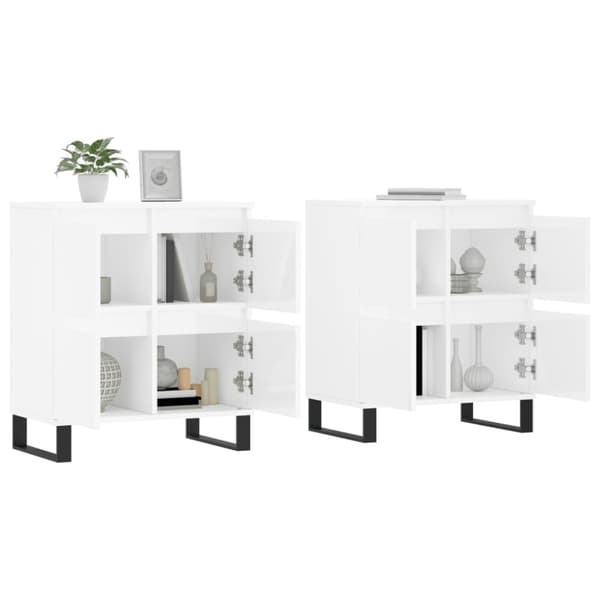 Skänkar 2 delar vit högglans konstruerat trä