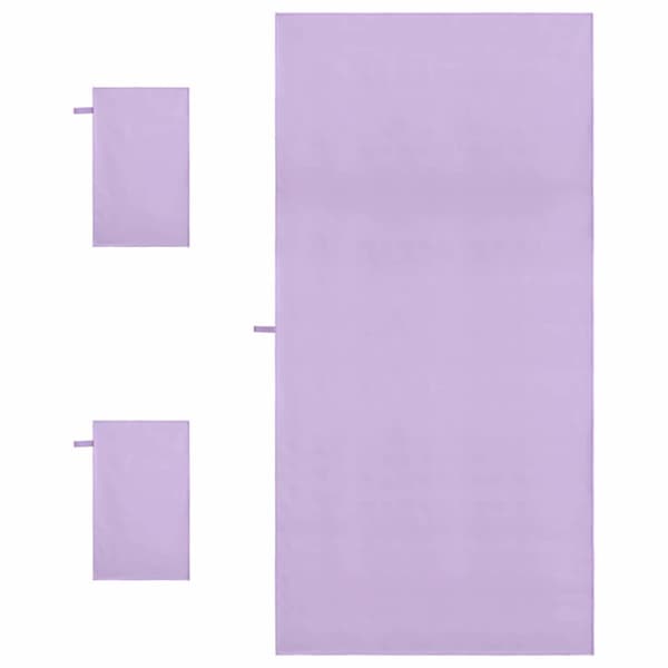 Sporthandduk Set 3 pcs Lila Polyester och polyamid
