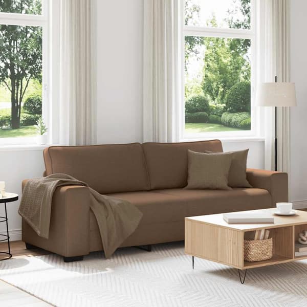 3-sitssoffa brun 220x77x82 cm tyg