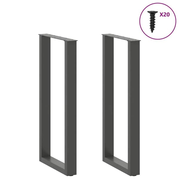 Barbordsben U-formade 2 st antracit 40x(100-101) cm stål
