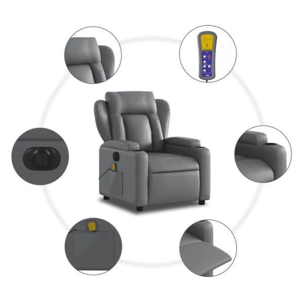 Elektrisk massagefåtölj grå konstläder