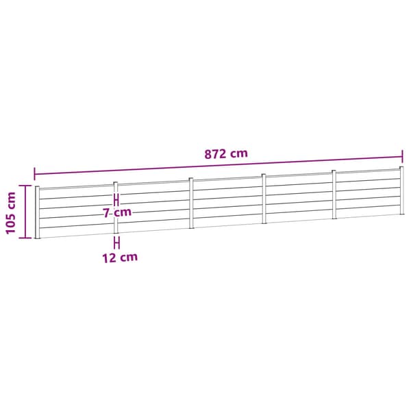 Stängselpanel 5 pcs WPC och aluminium Svart