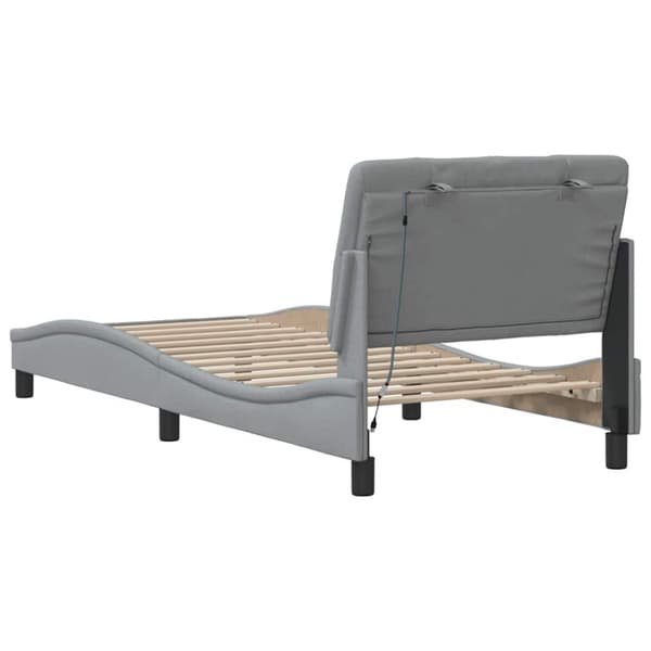 Bed Frame with LED without Mattress Light Grey 90x190 cm Fabric