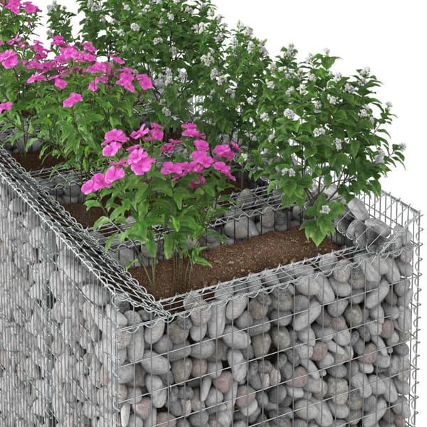 Gabion upphöjd säng 2 pcs Silver