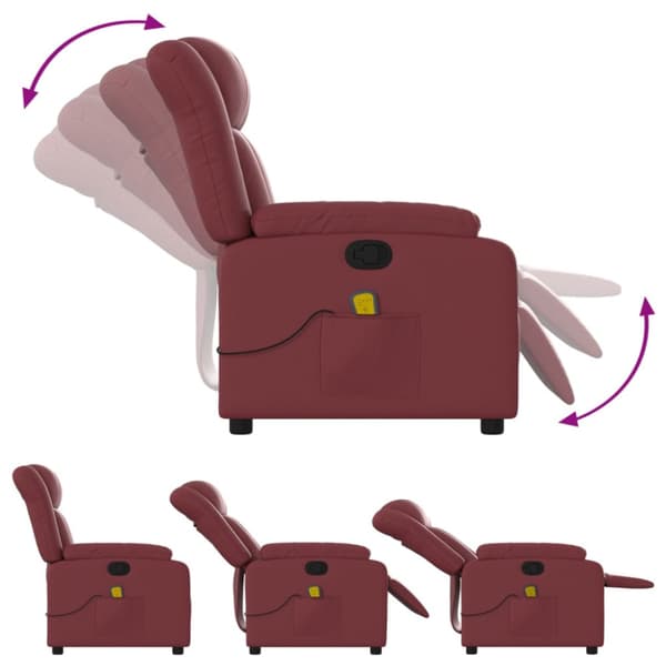 Massagefåtölj vinröd konstläder
