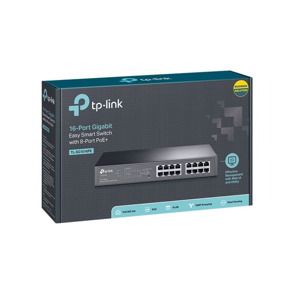 TP-Link TL-SG1016PE - switch - 16 portar - smart - rackmonterbar