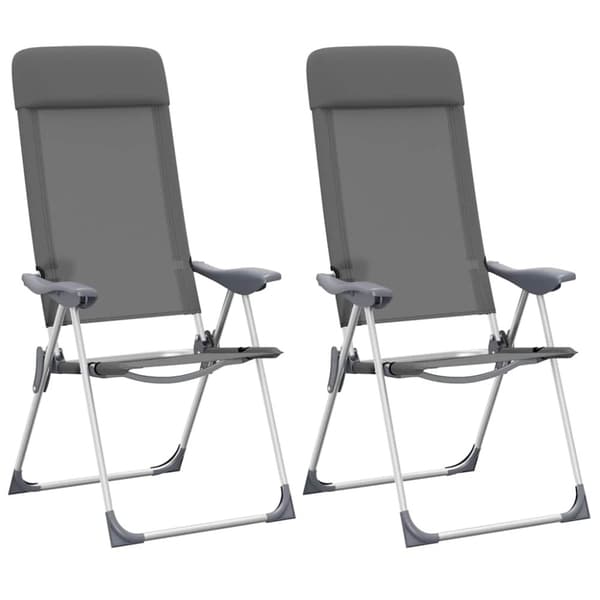 Hopfällbara campingstolar 2 st aluminium grå