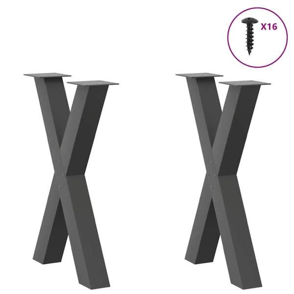 Matbordsben X-formade 2 st antracit 60x(72-73) cm stål