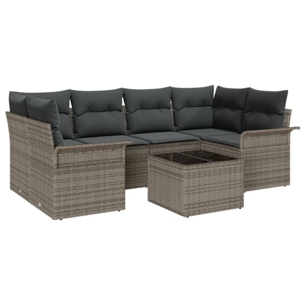 Trädgårdsoffset 7 pcs Grå Poly rattan