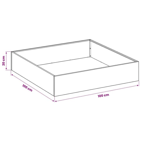 Trädgårdsplanterare Rostig 100 x 100 x 20 cm