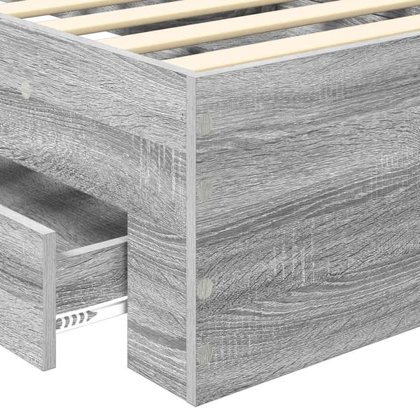 Sängram Grå Sonoma och Silver 75 x 190 cm Konstruerat trä