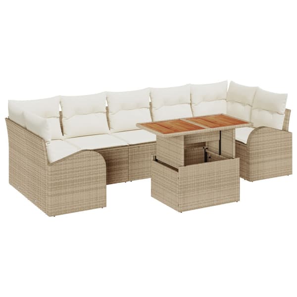Trädgårdsoffset med lagring 8 pcs Beige Poly rattan