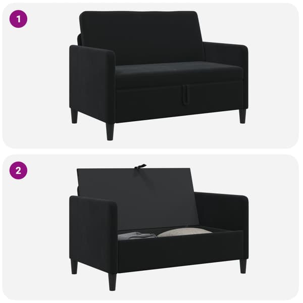 Soffa med förvaring Svart 122 x 78 x 87 cm Polyester