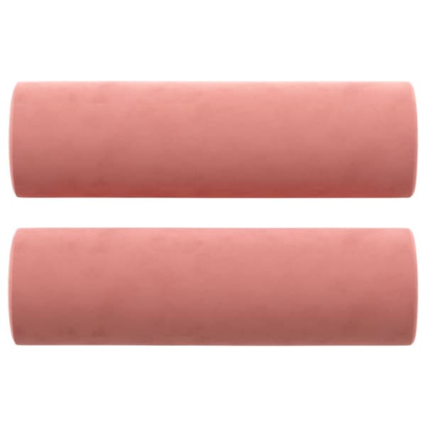 Prydnadskuddar 2 st rosa Ø15x50 cm sammet